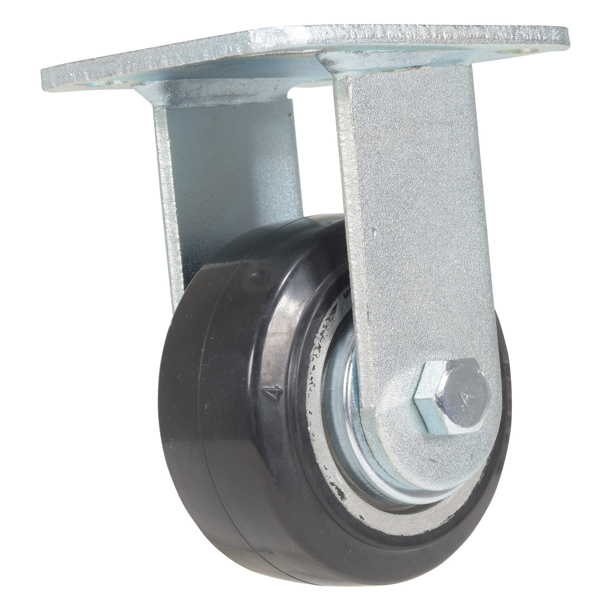 Vestil Rubber Rigid Caster 4 In. Diameter x 2 In. Width 551 Lb. Capacity Black/Gray